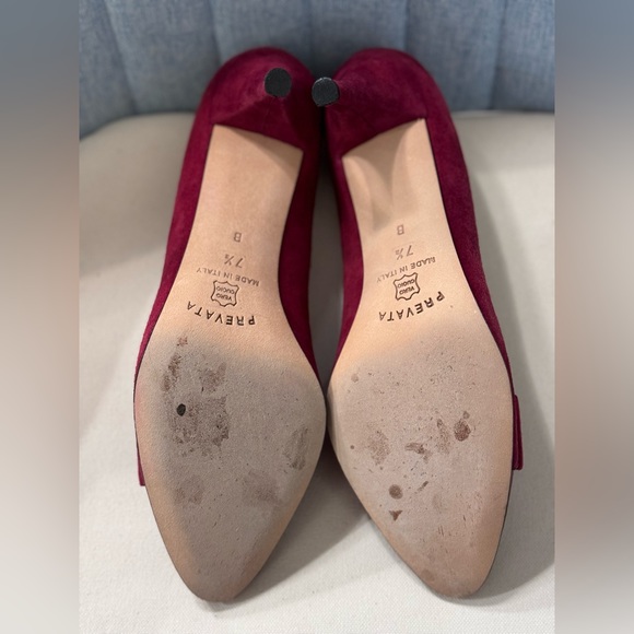 ❌SOLD❌PREVATA Shoes High Heel Suede Patent Leather 🎀 Bow Red Shoes Size 7.5 B - Picture 10 of 10